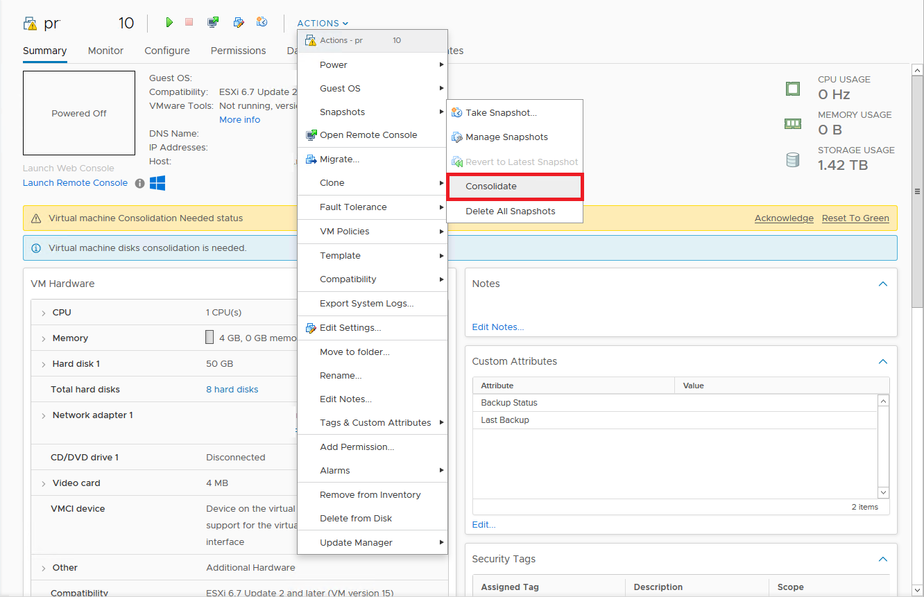 Vmware snapshot consolidate что это